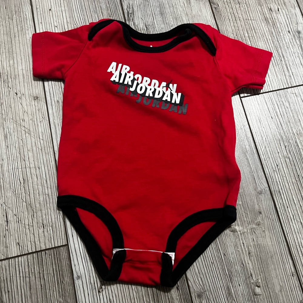 Jordan Red and Black Baby Bodysuit